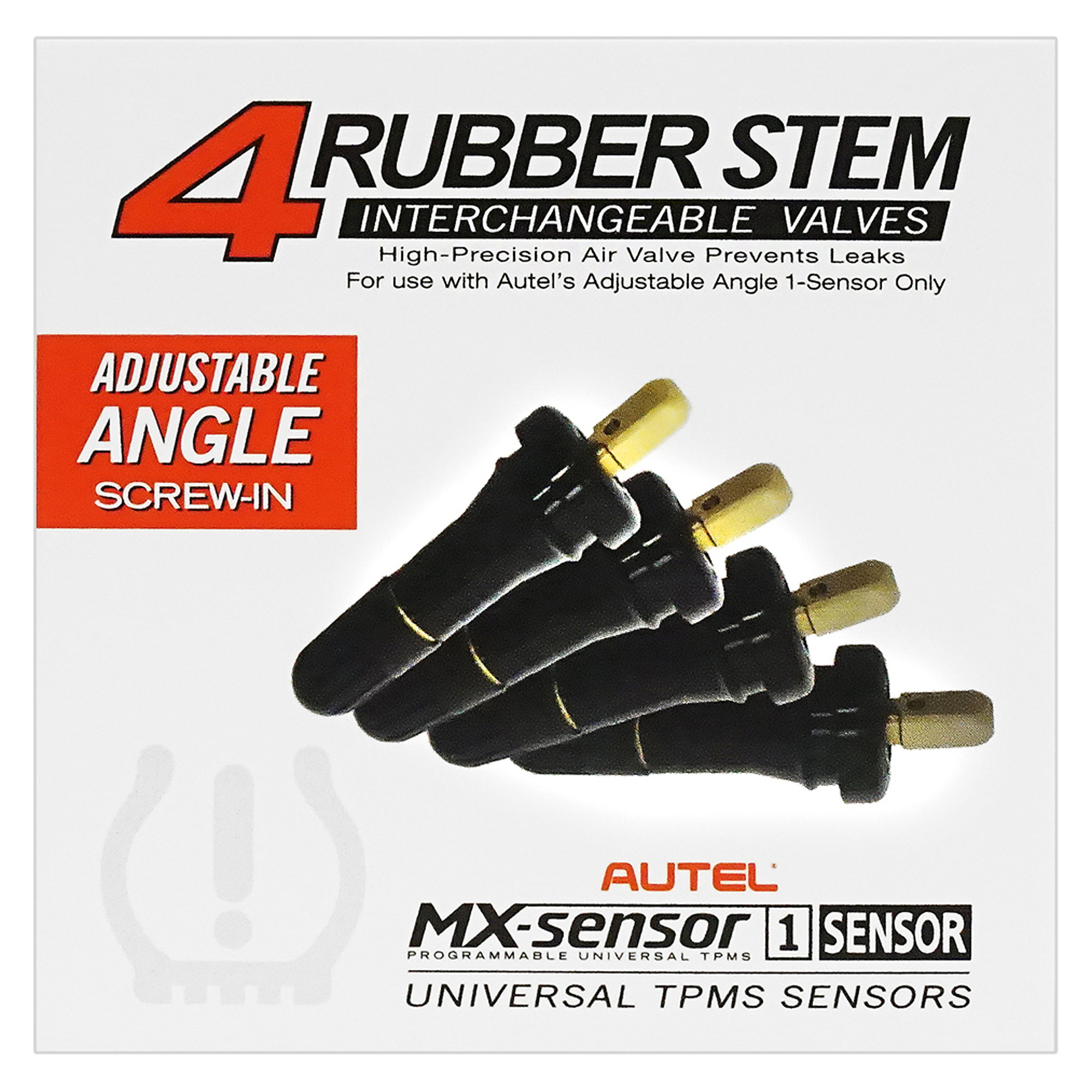 Autel Adjustable Angle Rubber Screw-In Valves — 4-Pack, Model# 500010